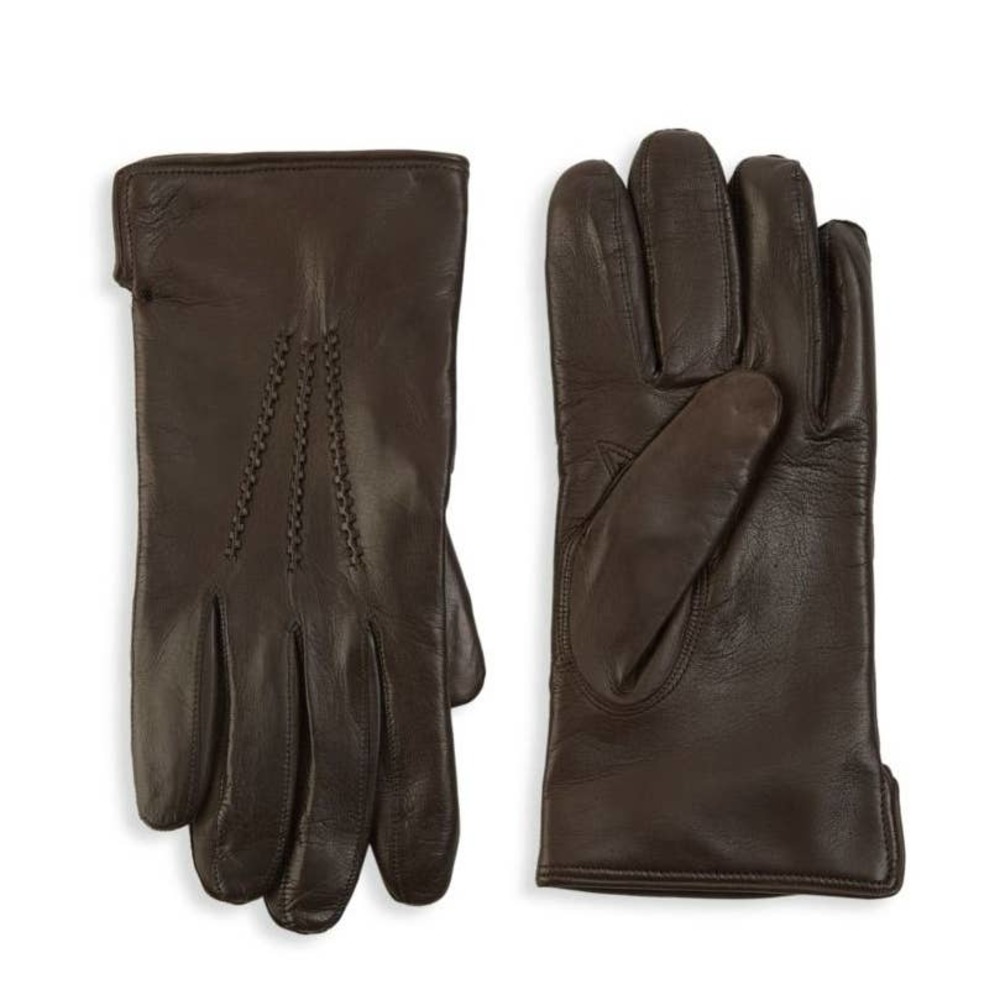 NWT Isotoner Men’s Genuine Leather Gloves with smarTouch Dark Brown XL